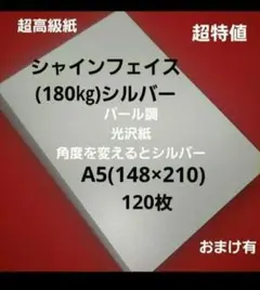 シャインフェイス(180㎏)シルバー、A5サイズ、120枚、用途は色々❗パール調