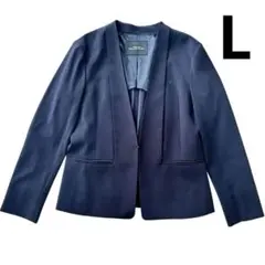【ウォッシャブル】グリーンレーベル　ネイビー　ノーカラージャケット　L