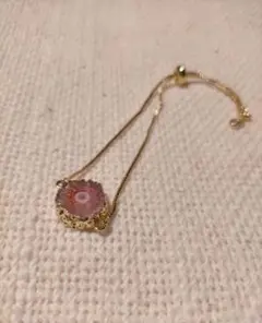 ハンドメイド 天然石 ブレスレット コーラルピンク ソーラークオーツフラワー