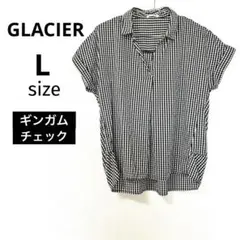 ハニーズ　GLACIER　ギンガムチェックシャツ　半袖　スキッパー　レディース