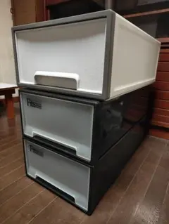 Fits 引き出し式収納ケース 3段 ホワイト・ブラック