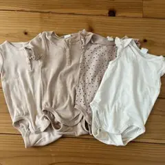 H&M ベビー肌着 4点セット コットン ベージュ系
