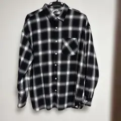 フランネル長袖シャツ 黒白チェック