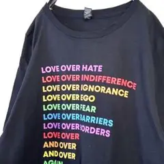 アンビル LOVE OVER AGAIN Tシャツ L ブラック 黒 古着