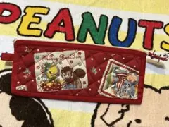 メリーボンボンキルティングフラットポーチ　21×9