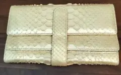 【ゴールド】 ヘビ革 長財布