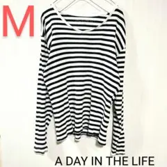 A DAY IN THE LIFE　ボーダーロンT 黒×白 М 匿名配送