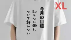 新品♪おもしろＴシャツ 今月の目標 猫 楽しいＴシャツ 男女兼用ＸＬ