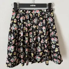 cynthia rowley ブラック　薄手　花柄　ミニスカート