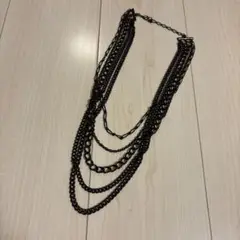 ブラック レイヤードチェーンネックレス