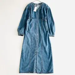 新品 moussy デニム シャツ ワンピース ベルト ロング ボタン 1 M
