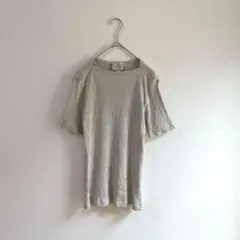 3305【トラサルディ】カットソー　Tシャツ　リブ　ワンポイント　グレー　Ｌ