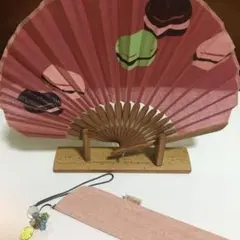 扇子 センス　マカロン柄　和風小物　小ぶり　花火大会 猛暑対策　うちわ　真夏
