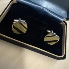 金色と茶色のストライプ カフリンクス