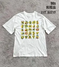 【シングルステッチ】90s/アルファベットプリント/Tシャツ/XL/白/ホワイト