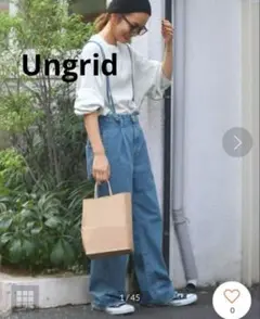 Ungrid ショルダーストラップカットオフ デニムサロペット 24