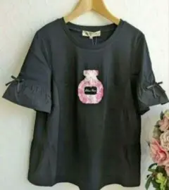 残りわずか　スーパービューティー　香水瓶柄チュニック　黒42(L)新品