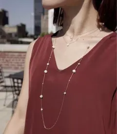 未使用 anq. K14GFパールロングネックレス