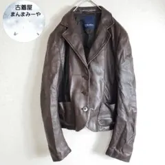 高級 S maxmara マックスマーラ 切り替え レザージャケット ブラウン