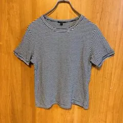 【theory】セオリー　半袖Tシャツ　カットソー　ボーダー柄　白×紺　Sサイズ