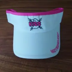 【未使用】キスオンザグリーン サンバイザー ゴルフ ホワイト✕ピンク