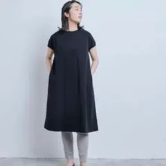 極美品 中川政七商店 強撚綿のワンピース フレンチスリーブ Aライン