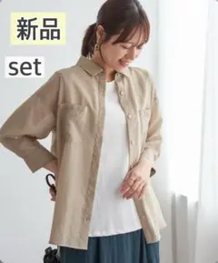 新品新作　ikka イッカ　シアー刺繍シャツ　タンク　アンサンブル　2点セット