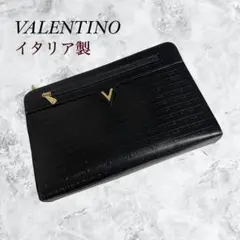 VALENTINO クラッチバッグ 総柄 黒 レザー イタリア製 ユニセックス