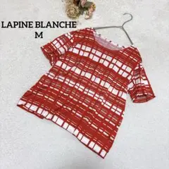【ラピーヌ】クルーネックTシャツ M 柄物 赤 カジュアル 半袖 日本製