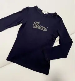 GUCCI キッズ ロンT スパンコールロゴ ネイビー