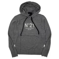 定価69300円■N°21■ジャガードロゴニットパーカー■ウール■グレー