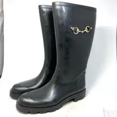 GUCCI ブラック レインシューズ 極美品✨GUCCI グッチ レインブーツ ブラック 黒 37 - メルカリ