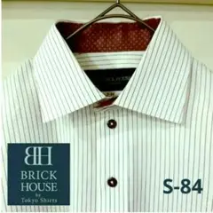 【美品】BRICK HOUSE ストライプシャツ 長袖 レッド S-84