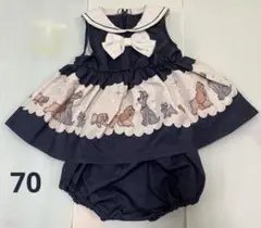 バースデイ　コトリ　cottoli ディズニー　　ブルマワンピース　70