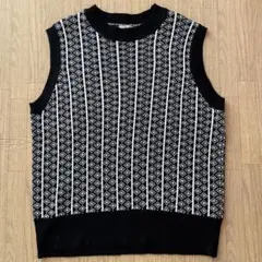 ストライプ柄 ノースリーブニット LLサイズ