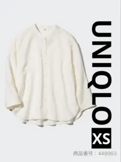 【美品】UNIQLO リネンブレンドバンドカラーシャツ　XS