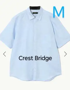 極美品、CRESTBRIDGE半袖リネンハーフスリーブ 麻混シャツ　Mサイズ