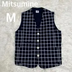 Mitsumine ミツミネ　チェック柄　スーツベスト　ジャケット　ネイビー