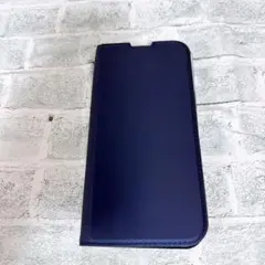 S iPhone 15 Plus ケース 手帳型 カバー ネイビー　シンプル