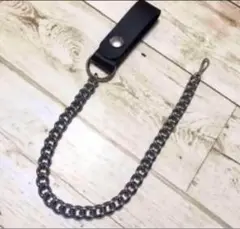 新品 アメリカン トラッカーウォレットチェーン ベルトループ 本革 黒 #51