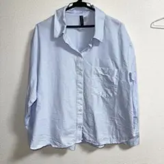オックスフォードシャツ　ストライプシャツ　水色　ブルー　H&M シャツ