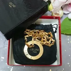 CELINE ゴールドサークルペンダントネックレス