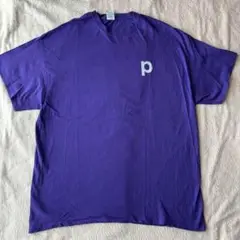 【古着】　2XL 大きめ　アメリカサイズ　レトロ　紫　Tシャツ 胸にワンポイント
