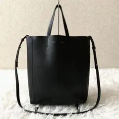 セリーヌ スモールカバ 2way ハンドバッグ レザー 黒 旧ロゴ バーティカル