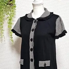 ☆ POURSUIT DE IDEAL (M-L) ボーダー 半袖 ビックボタン