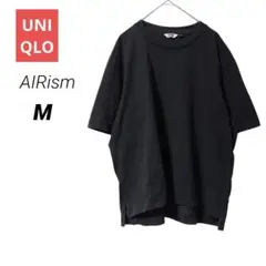 ユニクロ M エアリズムコットンオーバークルーネック Tシャツ ブラック 黒