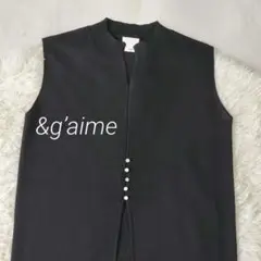 &gaime アンジェム センタースリットノースリーブニット ブラック