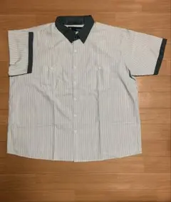 90s Mexico製UniWeave 3XL 半袖 ストライプ 襟袖切替え