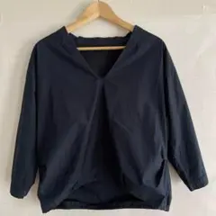 【美品】コットンシャツ　七分袖　BEATRICE　　ネイビー　濃紺