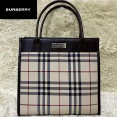 美品✨BURBERRY ミニトート ノバチェック キャンバス プレート レザー